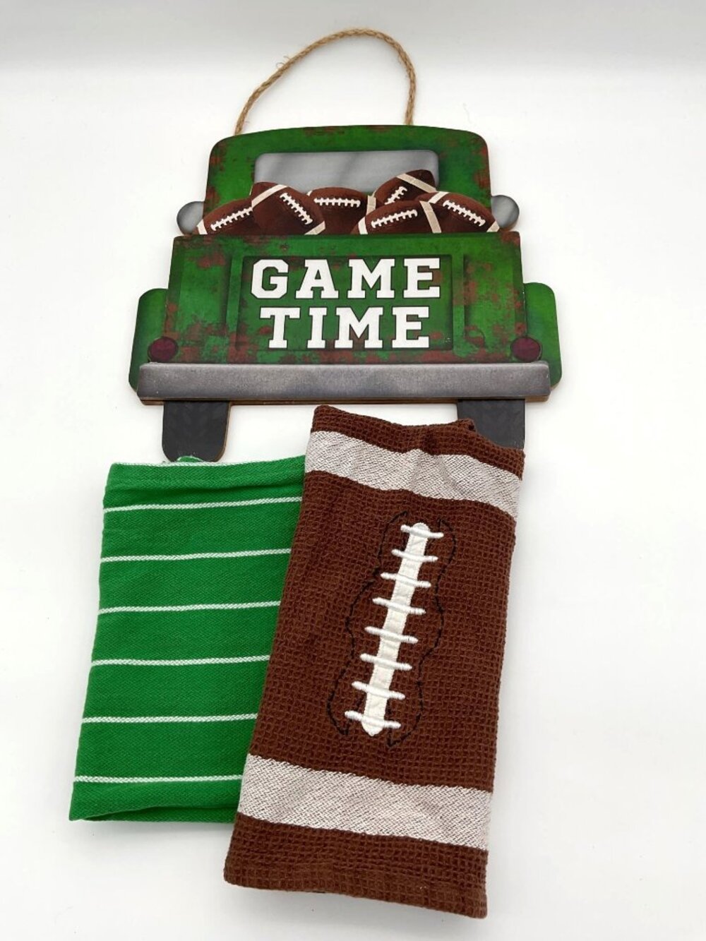Lot of Three Gameday Theme Football Decor Truck Sign Football & Field Towels